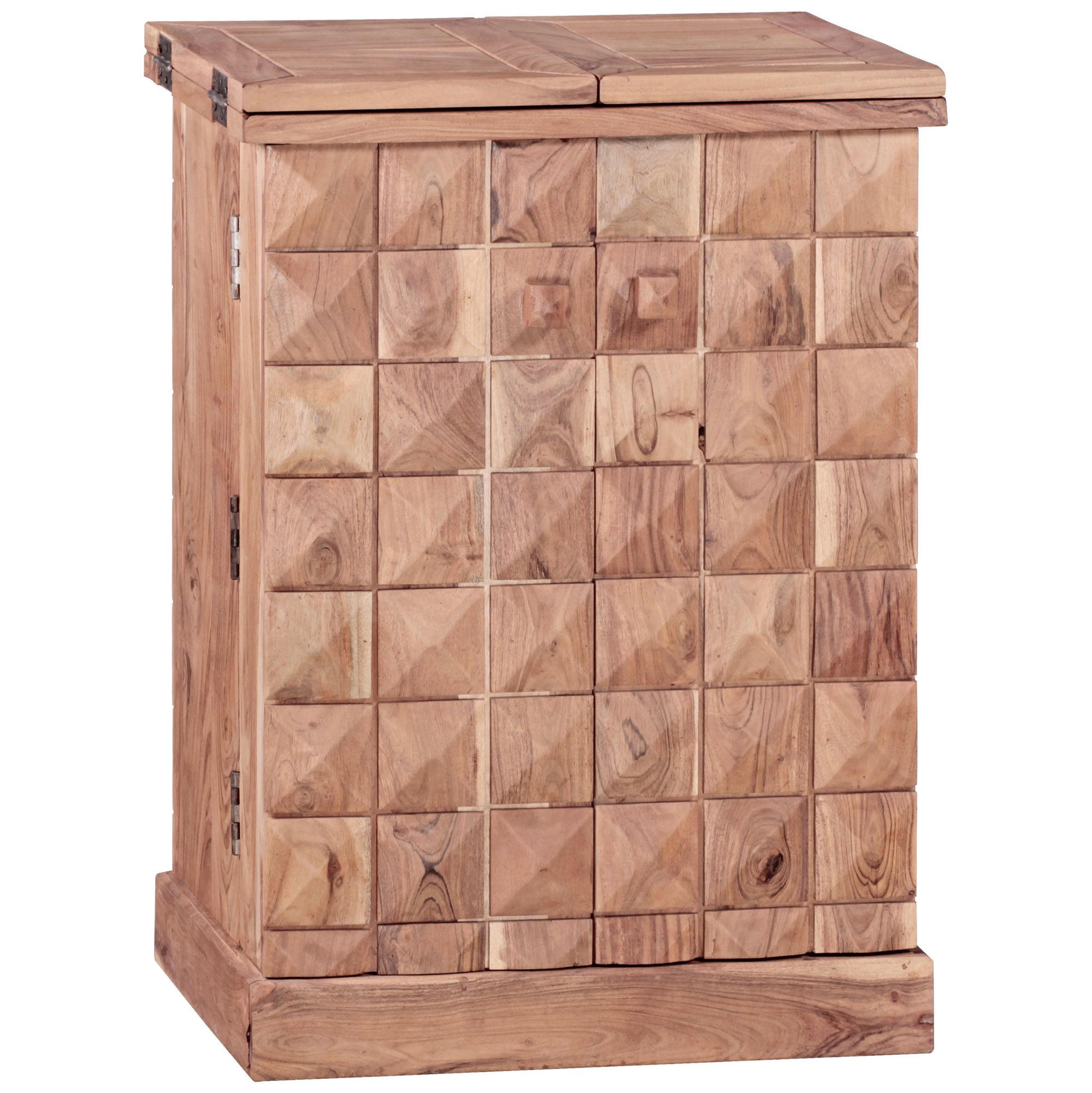 BARSCHRANK aus Massivholz mit Türen und integrierter Weinaufbewahrung SAAR, Beige 65x50x91 cm - Beige, Akazienholz/Holz (65/91/50cm) - KADIMA DESIGN