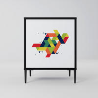 SIDEBOARD FUTURE SIGN, Schwarz, 57,5x42x72,5 cm, Schwarze Metallfüße - Multicolor/Schwarz, Holzwerkstoff/Metall (57.5/72.5/42cm) - SpaceRebels