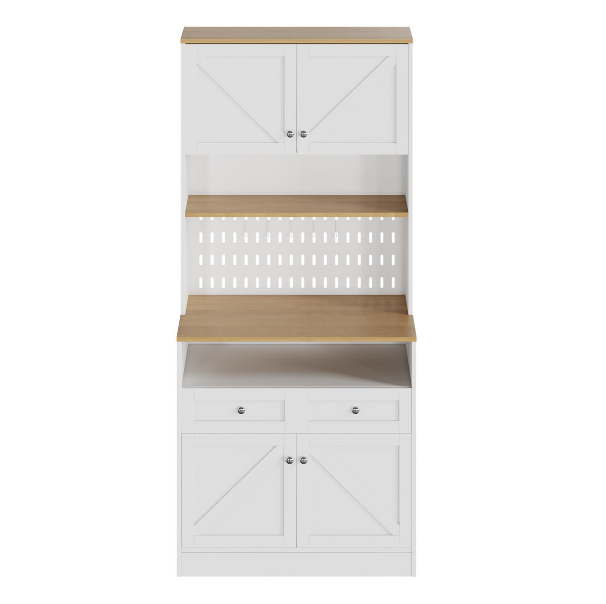 HIGHBOARD 80/40/175 cm mit 4 Türen, 2 Schubladen & offenem Mittelbereich - Weiß, Holzwerkstoff (80/175/40cm) - BEAOK