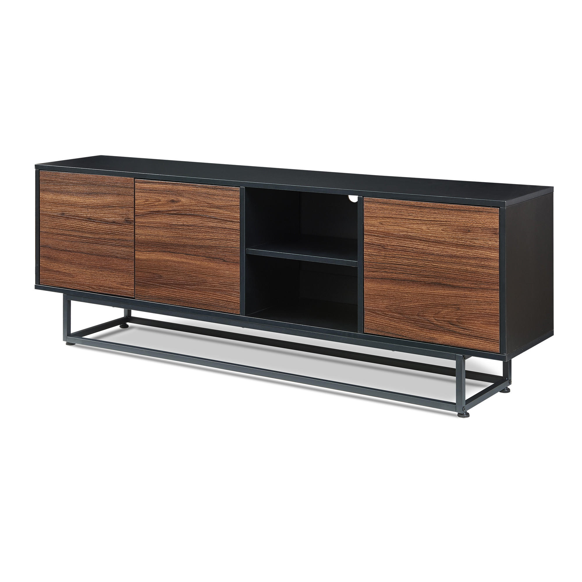 Walnussfarben/Schwarz, Holzwerkstoff/Metall (160/56.5/30cm) - [en.casa]