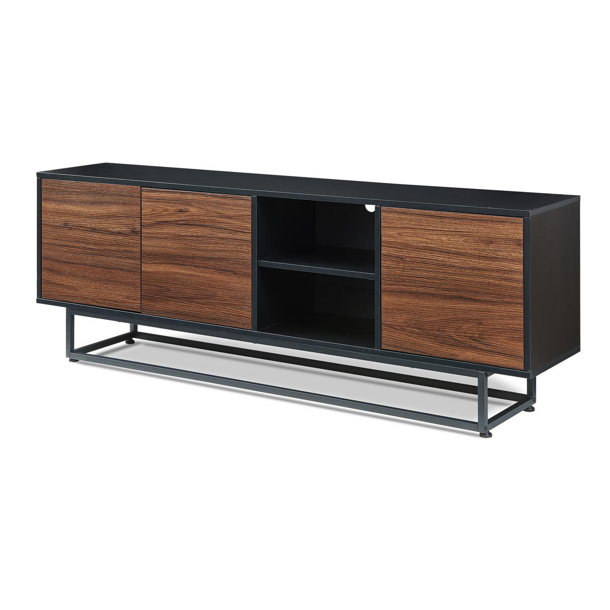 Walnussfarben/Schwarz, Holzwerkstoff/Metall (160/56.5/30cm) - [en.casa]