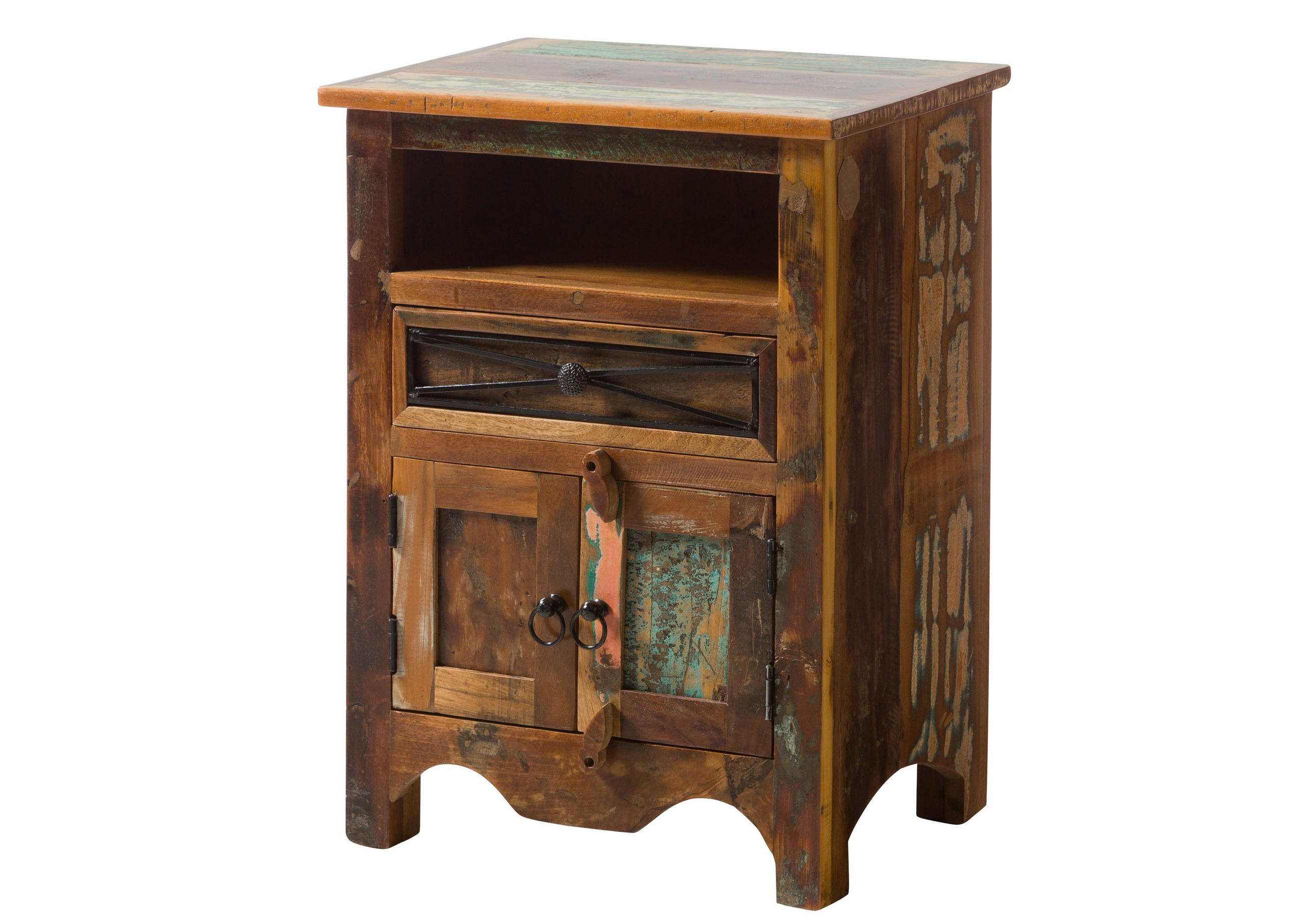 NACHTTISCH Altholz 55x40x75 mehrfarbig lackiert NATURE OF SPIRIT #132 - Multicolor, Holz (55/75/40cm) - Massivmoebel24