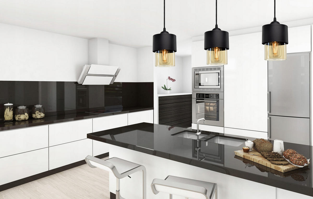 PENDELLEUCHTE Hege - Transparent/Schwarz, Glas/Metall (12/12/70cm) - kiki design