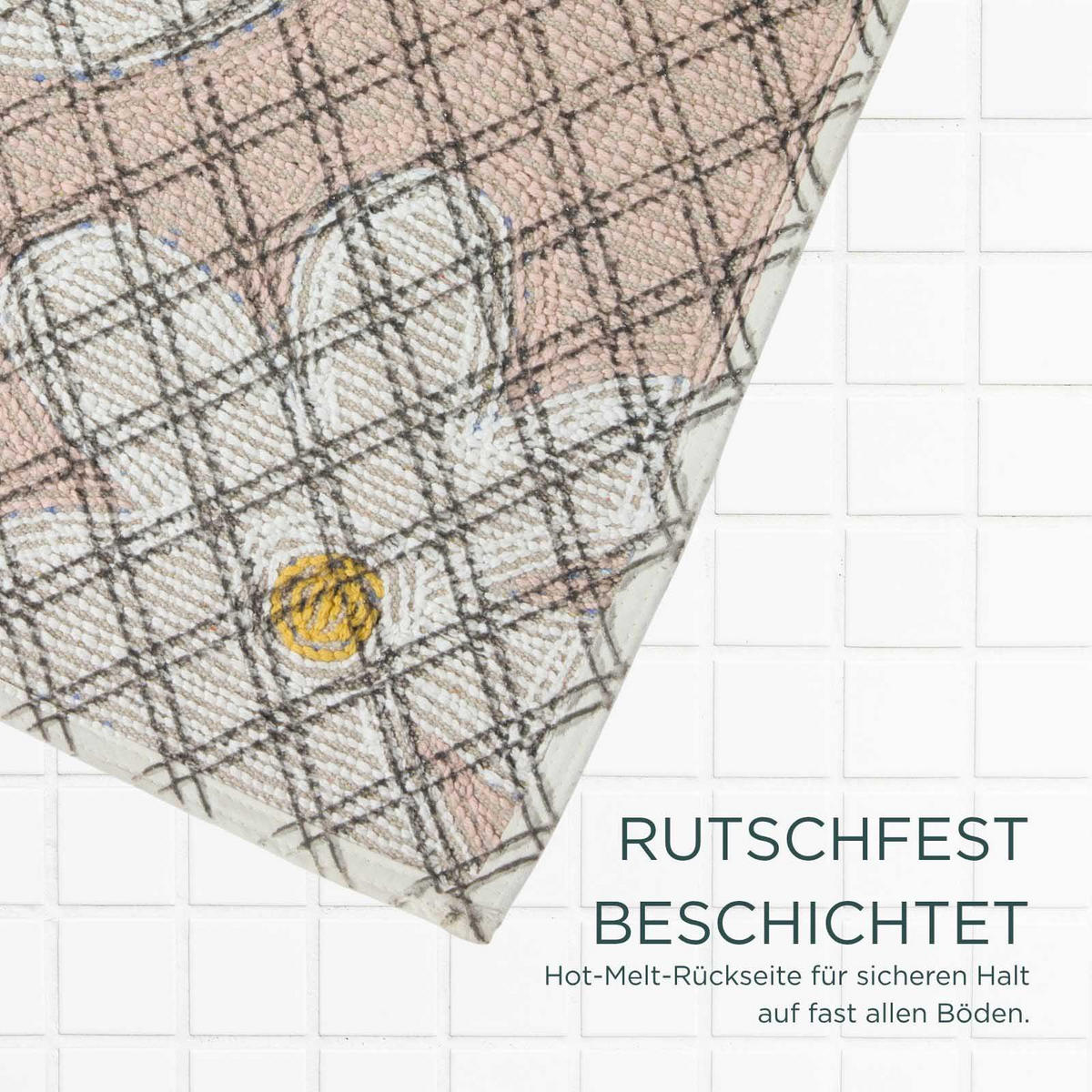 BADTEPPICH Blumen 50/80 cm, rosa-weiß, 100 % Baumwolle - Rosa, Textil (50/80cm) - Homescapes