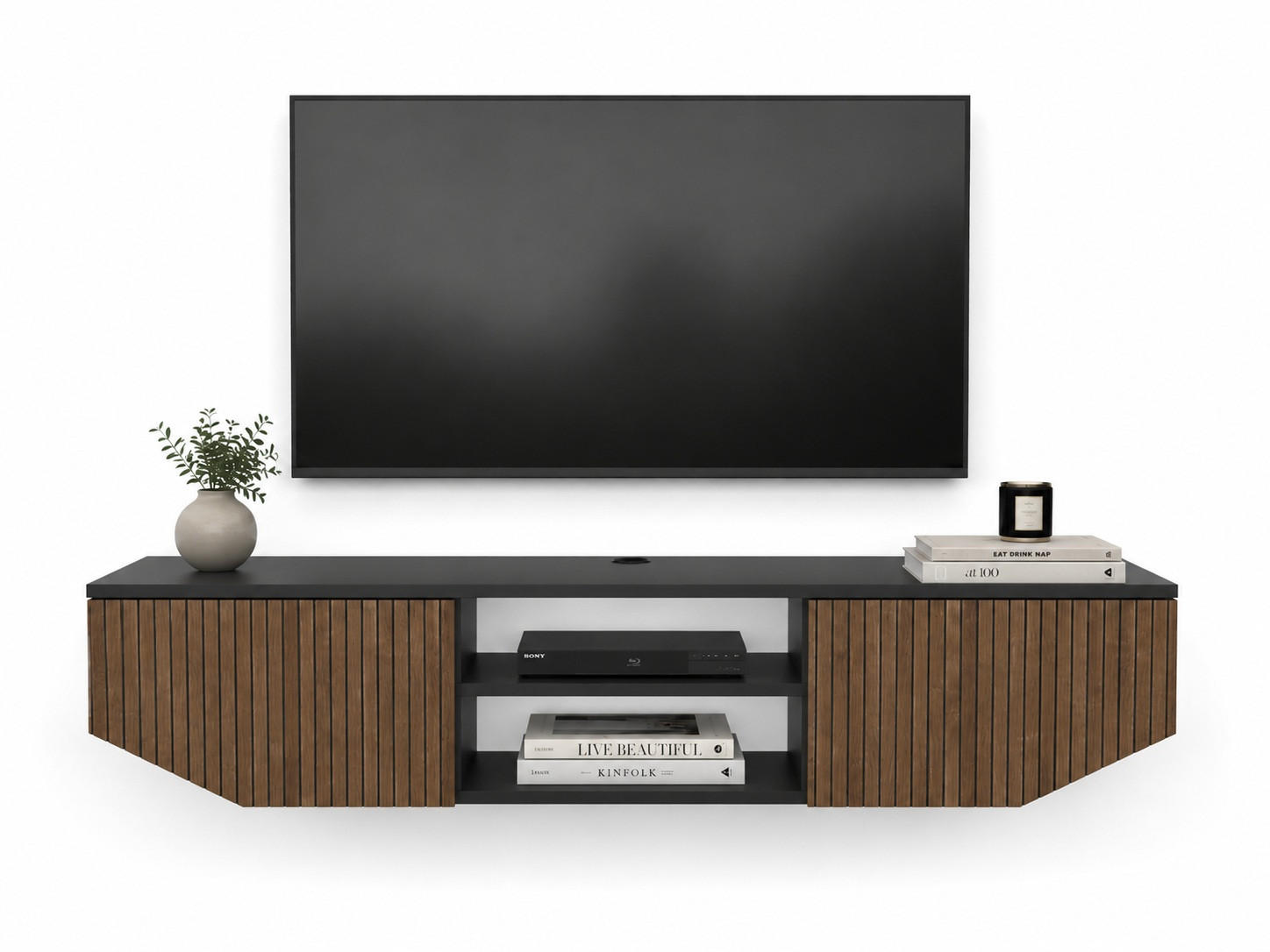 HÄNGENDE TV Einheit Hera Schwarz Alina - Schwarz, Holzwerkstoff (30/12.5/150cm) - Decorotika