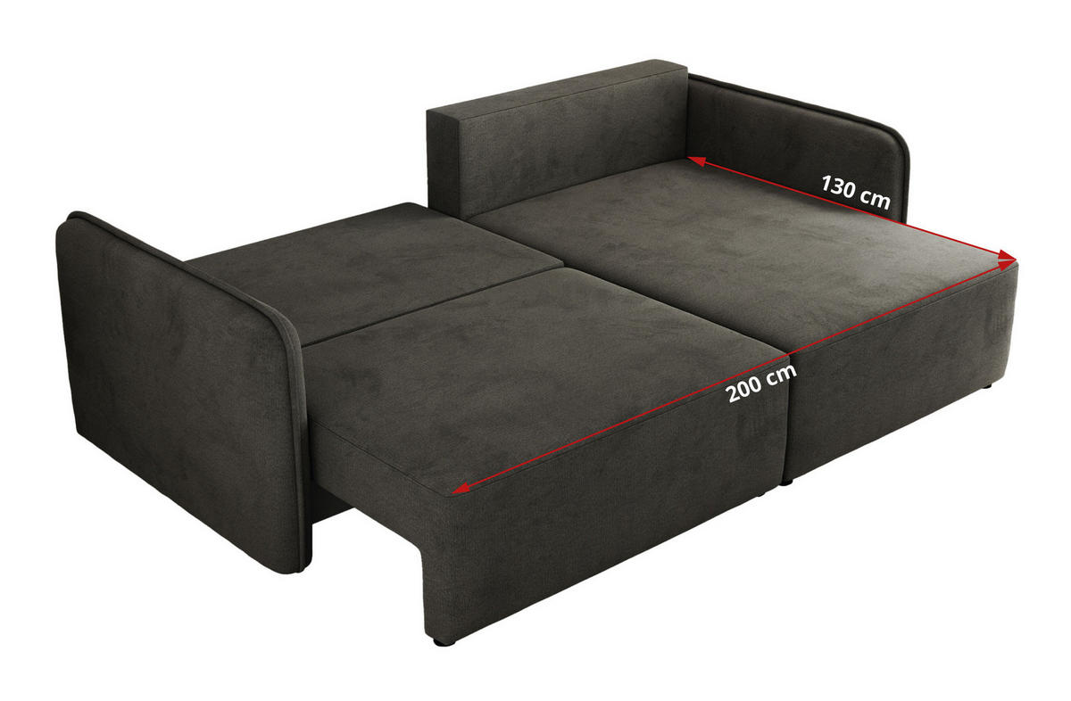 ECKSCHLAFSOFA MESTO L Dunkelgrau Velvet - rechts - Dunkelgrau/Schwarz, Kunststoff/Textil (147/227cm) - MKS