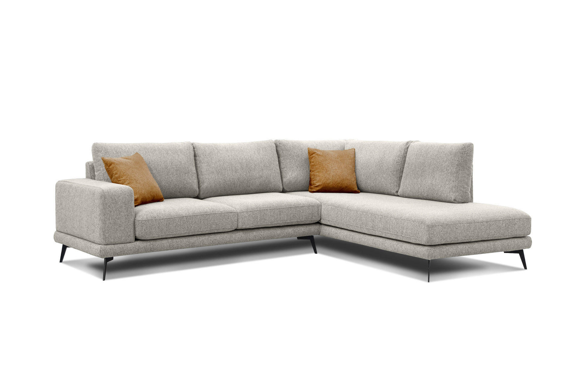 ECKSOFA MEDIOLANE 5-Sitzer, hellgrau - Hellgrau, Holzwerkstoff/Textil (282/219cm) - Courtois Laville