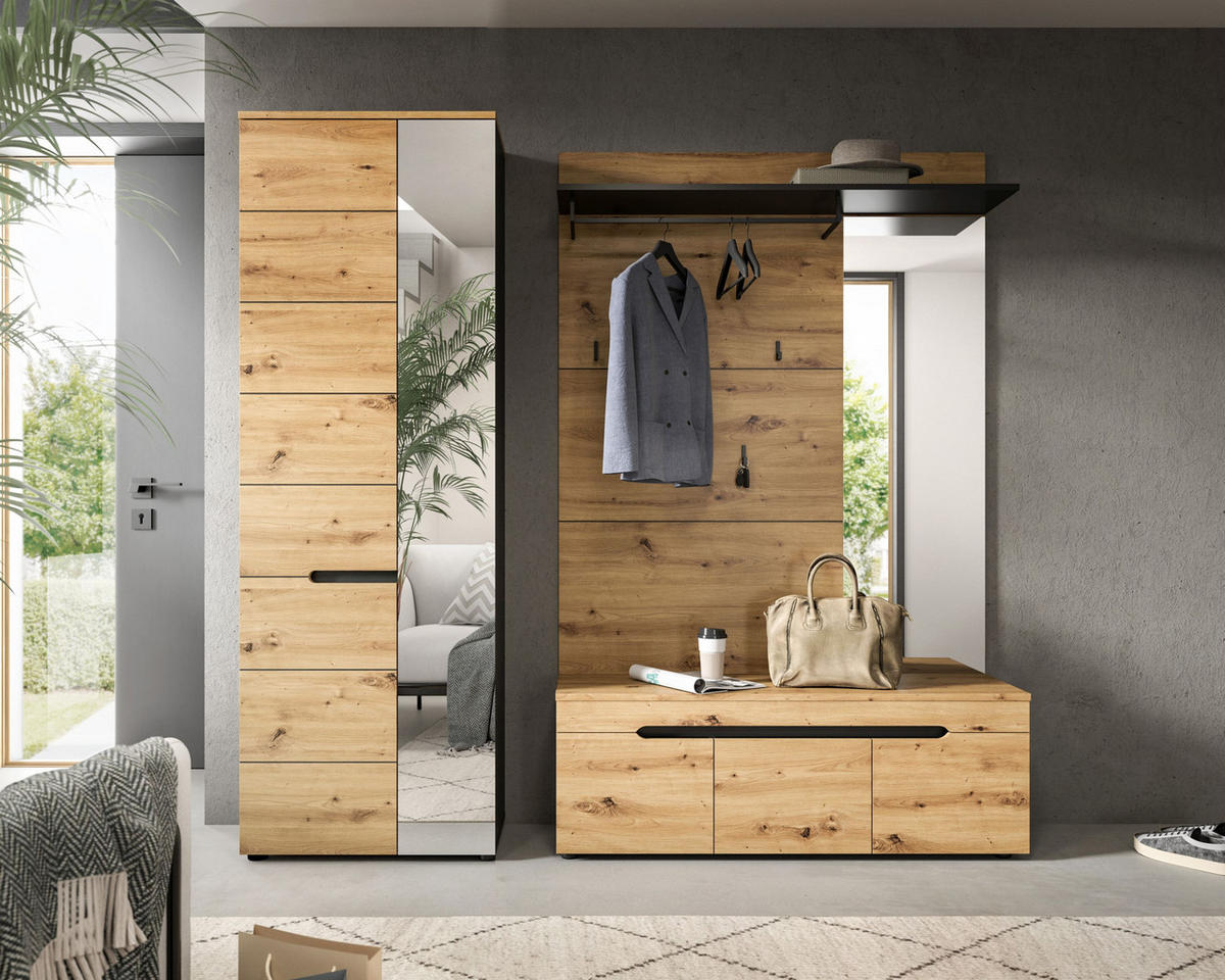 GARDEROBEN-SET Canu Artisan 200/37/190 cm - Grau, Holzwerkstoff (200/190/37cm) - Xonox