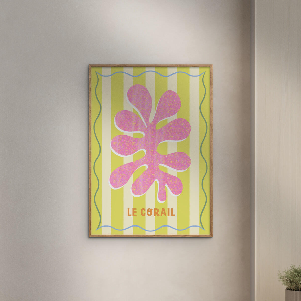 POSTER mit Rahmen Melissa Donne - Le Corail Lemon/Cream - Eichefarben/Multicolor, Holz/Papier (30/40cm) - Poster&Frame