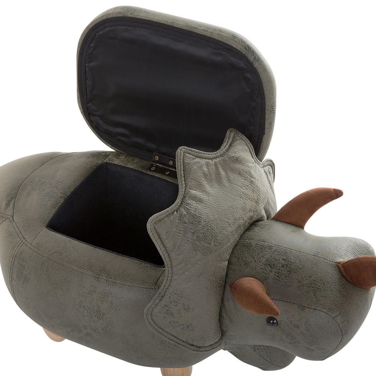 HOCKER Triceratops 42/92/56 cm - Grün, Kunststoff/Textil (92/56/42cm) - Beliani