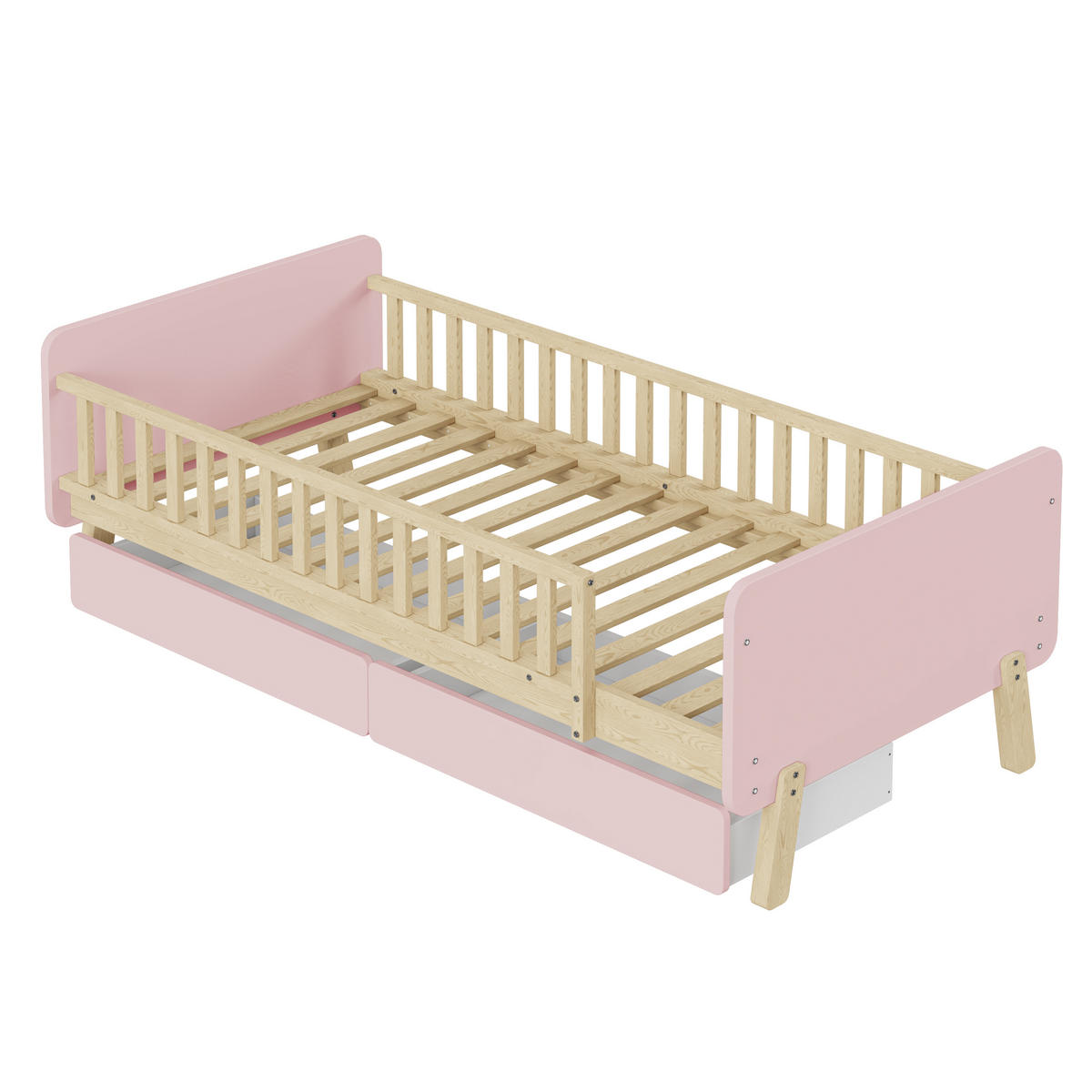 KINDERBETT 90/190 cm in Pink mit 2 Schubladen - Rosa, Holz/Holzwerkstoff (90/190cm) - WISHDOR