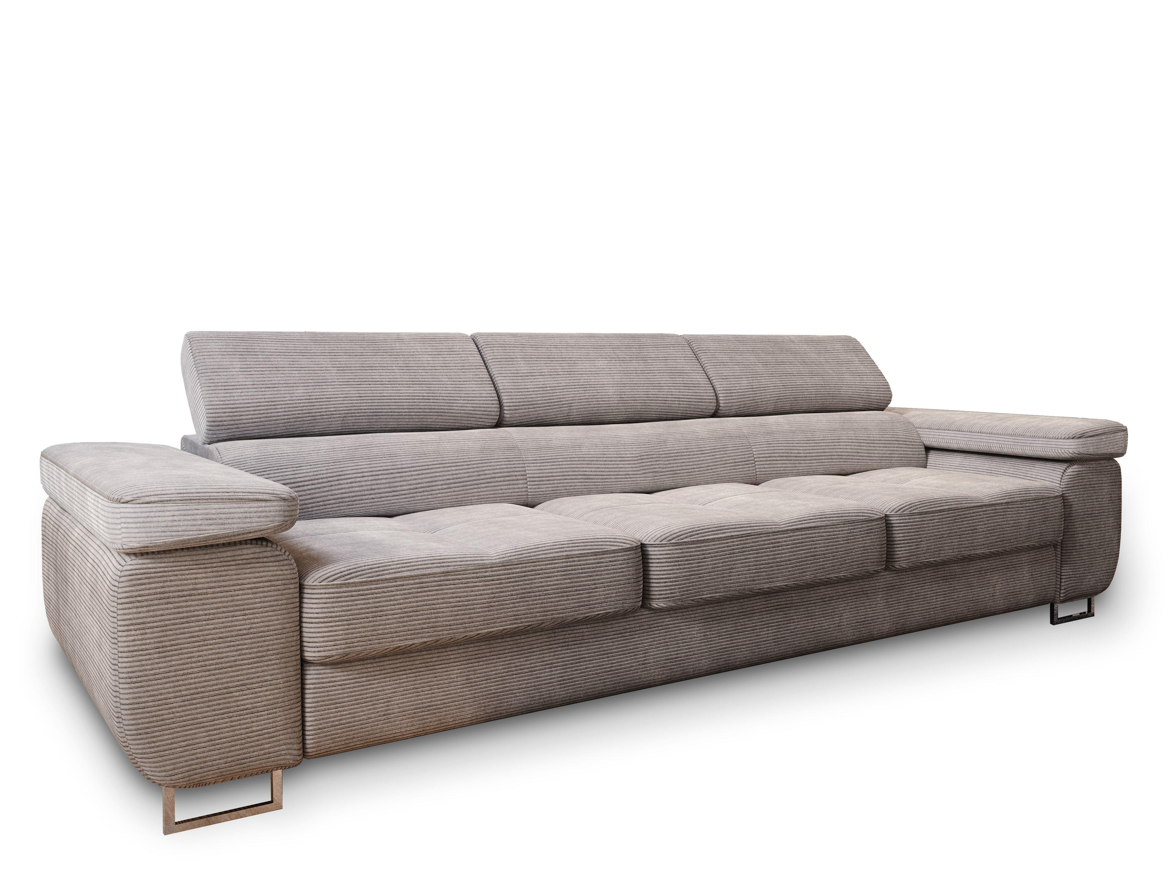 BETTSOFA MOSINE Beige Kordstoff mit Schlaffunktion - Beige, Textil (281/87/98cm) - MASSENO