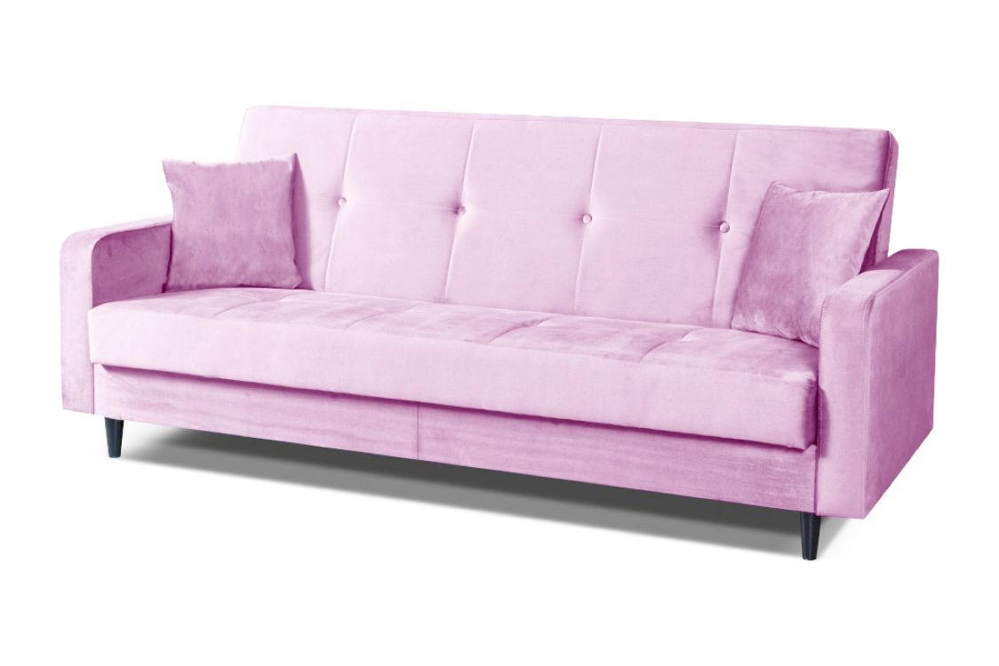 SOFA Luna 213cm im skandinavisches Stil, mit Schlaffunktion und Bettkasten, rosa - Rosa, Kunststoff (213/92/94cm) - Margaret Hadas24