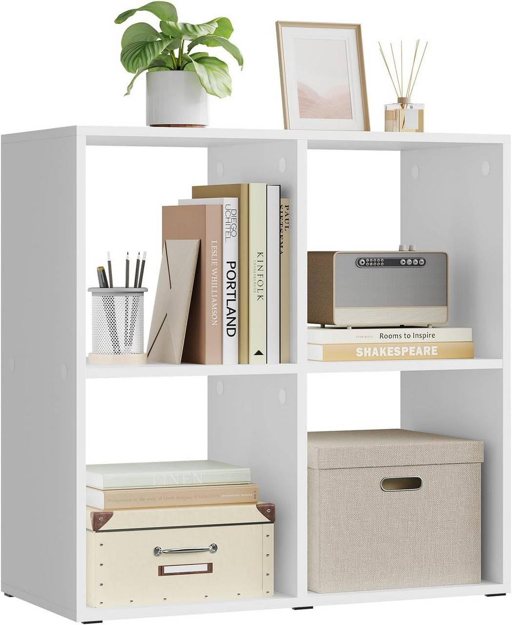 REGALE Bücherregal mit 4 offenen Fächern, 60x60x29 cm, Weiß - Weiß, Holzwerkstoff/Kunststoff (60/60/29cm) - Woltu