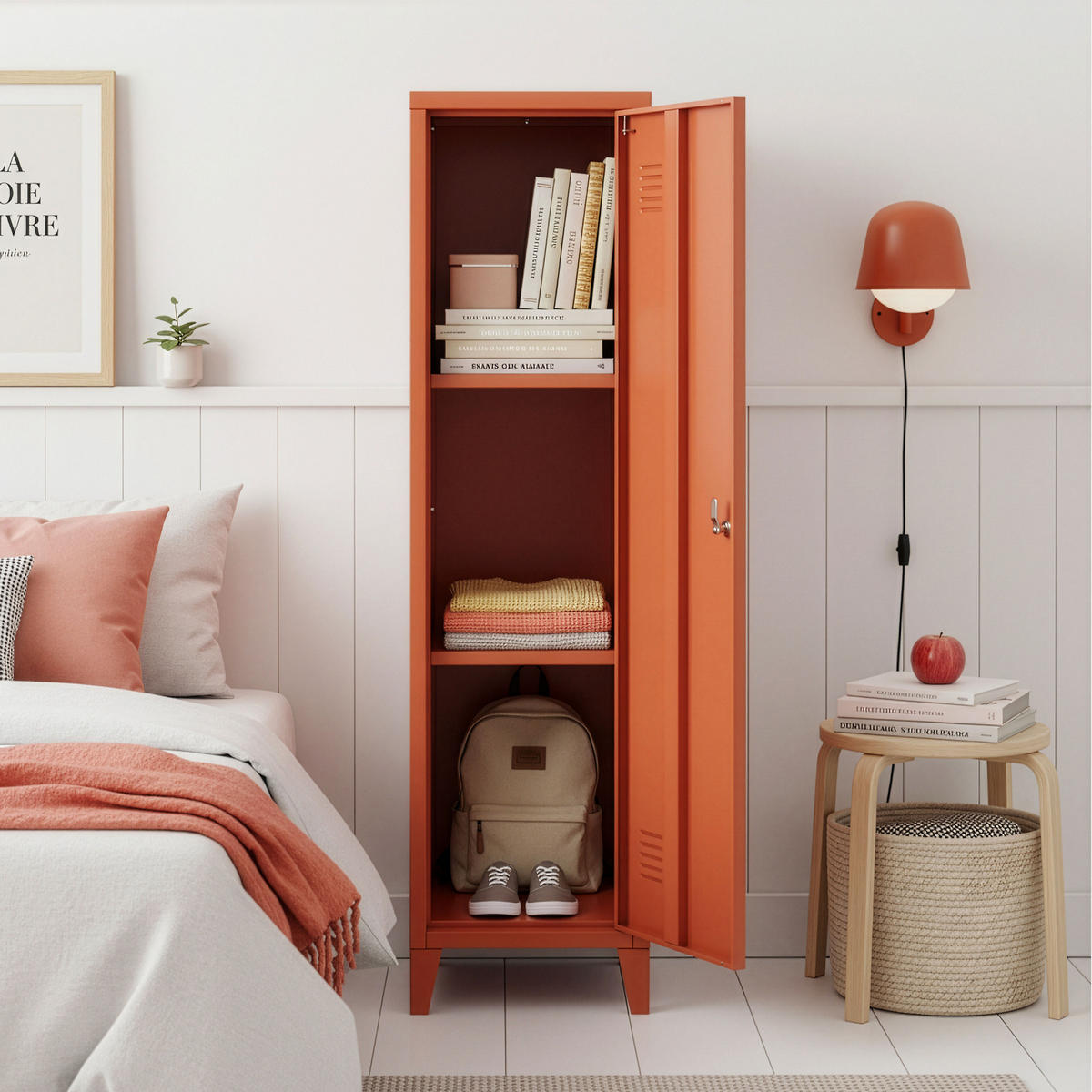 EINZELSPIND Kurikka - Rotbraun, Metall (38/137/38cm) - [en.casa]