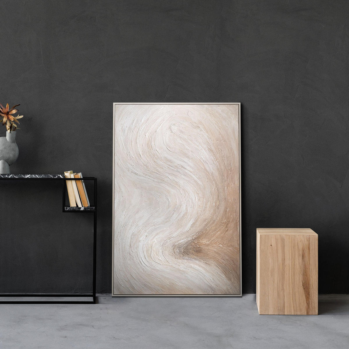 GEMÄLDE Lichtstrom Schattenfugenrahmen Beige 120x80 cm - Beige, Holz (120/80cm) - YS-art gallery