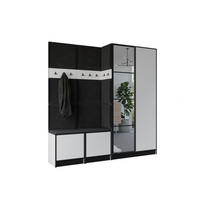 GARDEROBENSCHRANK EDEN 21 mit Spiegel - Weiß & Stoff Schwarz - Schwarz/Weiß, Holzwerkstoff (211/205/39cm) - Kier Furniture