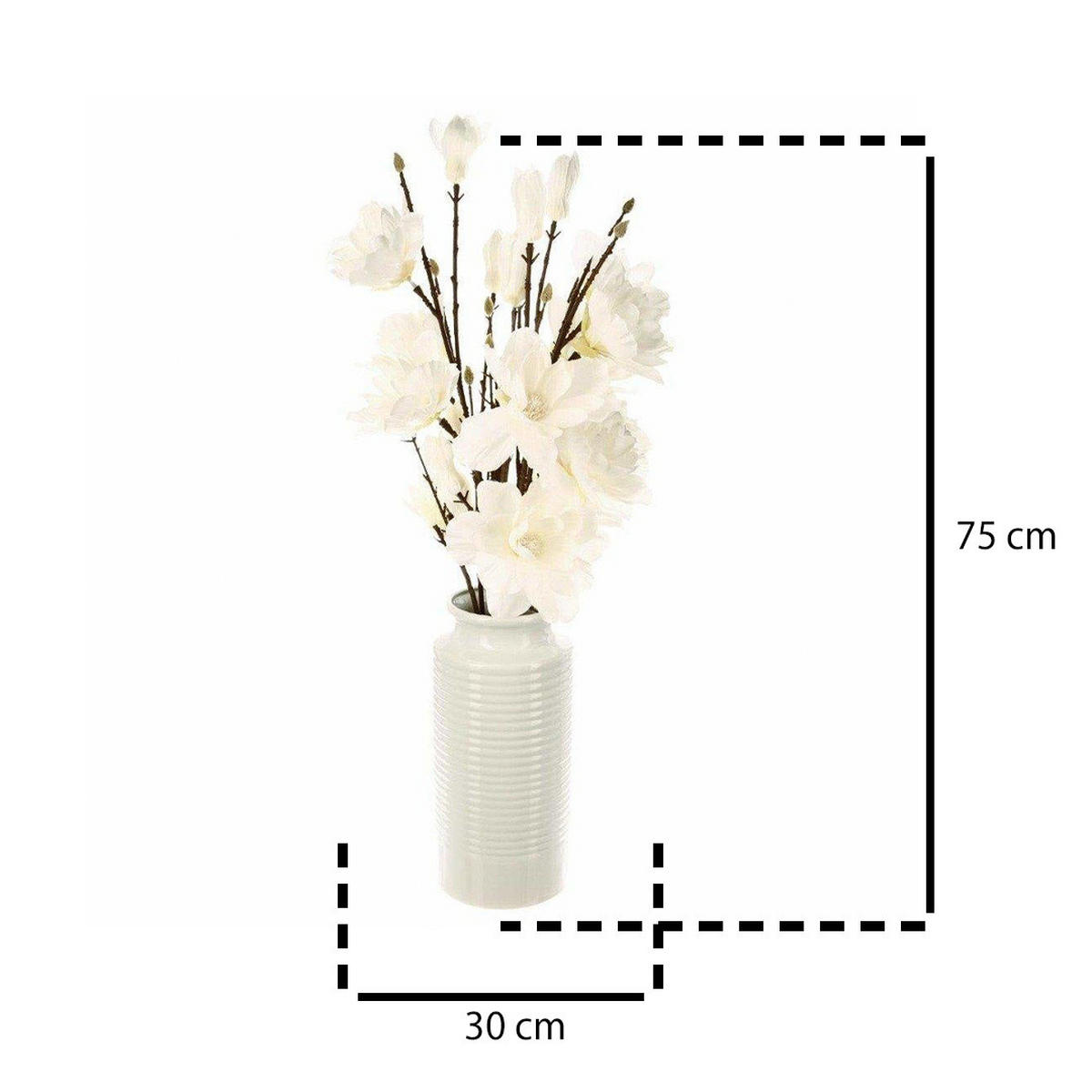 MAGNOLIE in einer Vase 30/30/75 cm - Weiß, Kunststoff (75cm) - Atmosphera Createur d´interieur