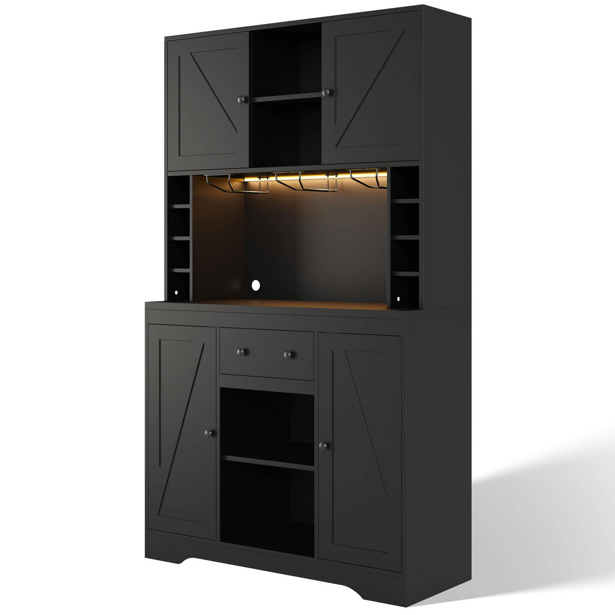 BUFFETSCHRANK Schwarz 105/40/180 cm - Schwarz, Holz (105/180/40cm) - PANGIVO