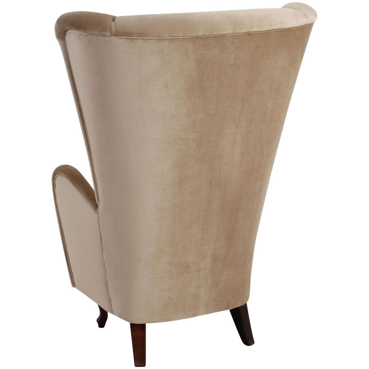 HOCHLEHNSESSEL Kailey Bezug Samtvelours Buche nussbaum dunkel / sand - Sandfarben, Kunststoff (96/122/89cm) - 58aufmkessel