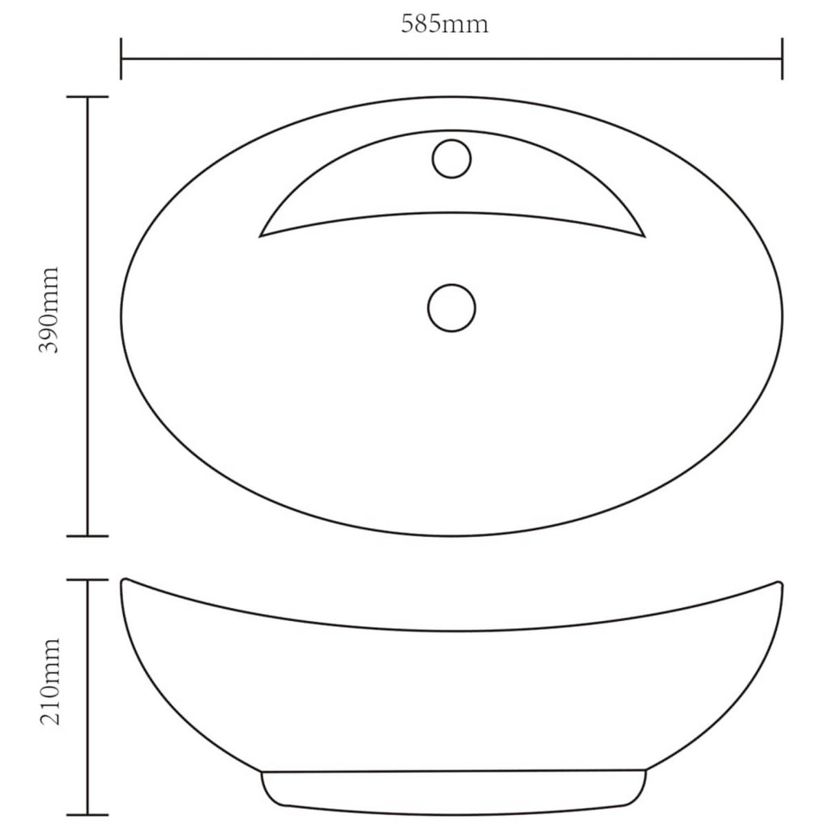 WASCHBECKEN mit Hahnloch 58,5/39/21 cm aus Keramik Schwarz - Schwarz, Keramik (58.5/21/39cm) - vidaXL