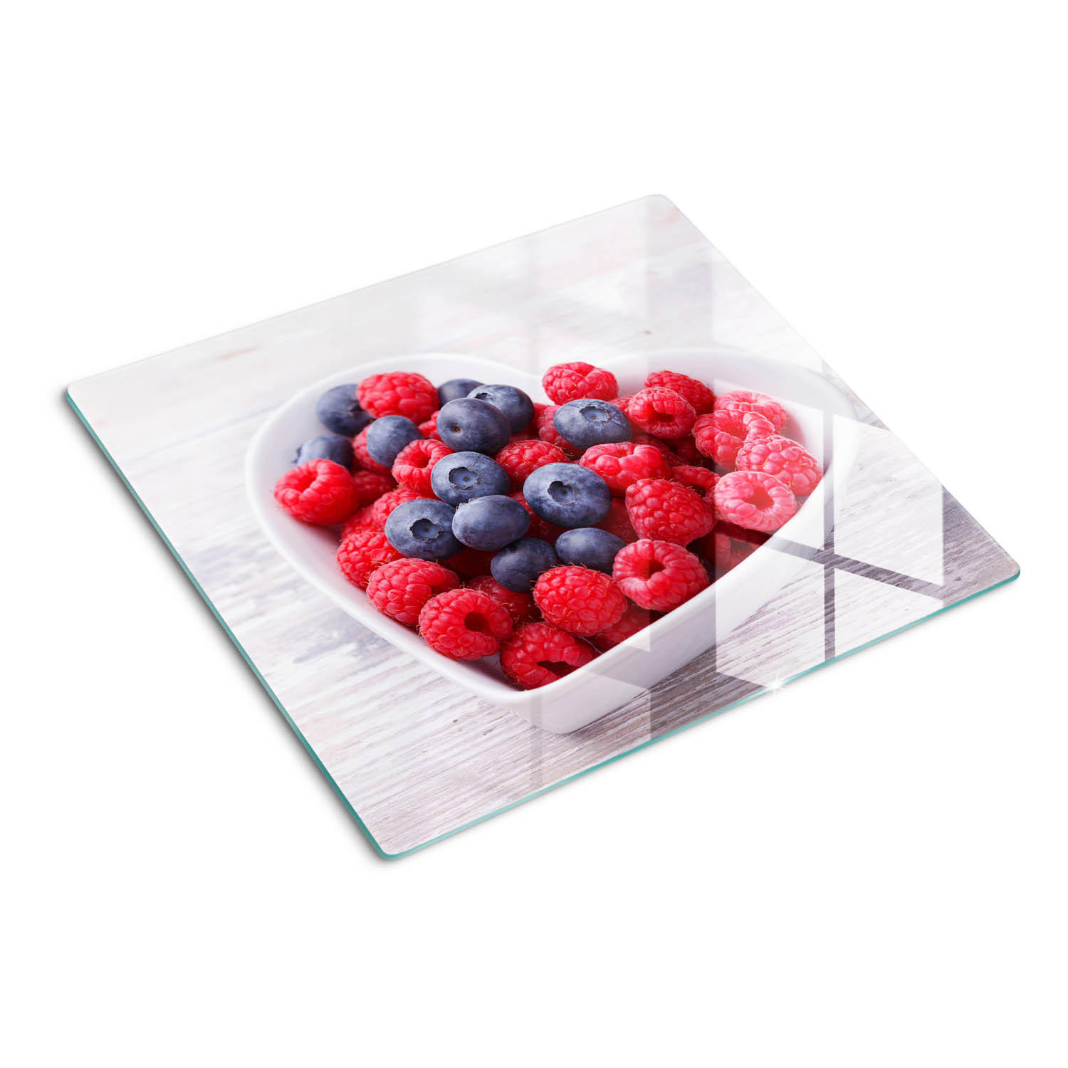 GLASPLATTE 60x52 cm Himbeeren Blaubeeren - Rot, Glas (60/0.4/52cm) - TULUP