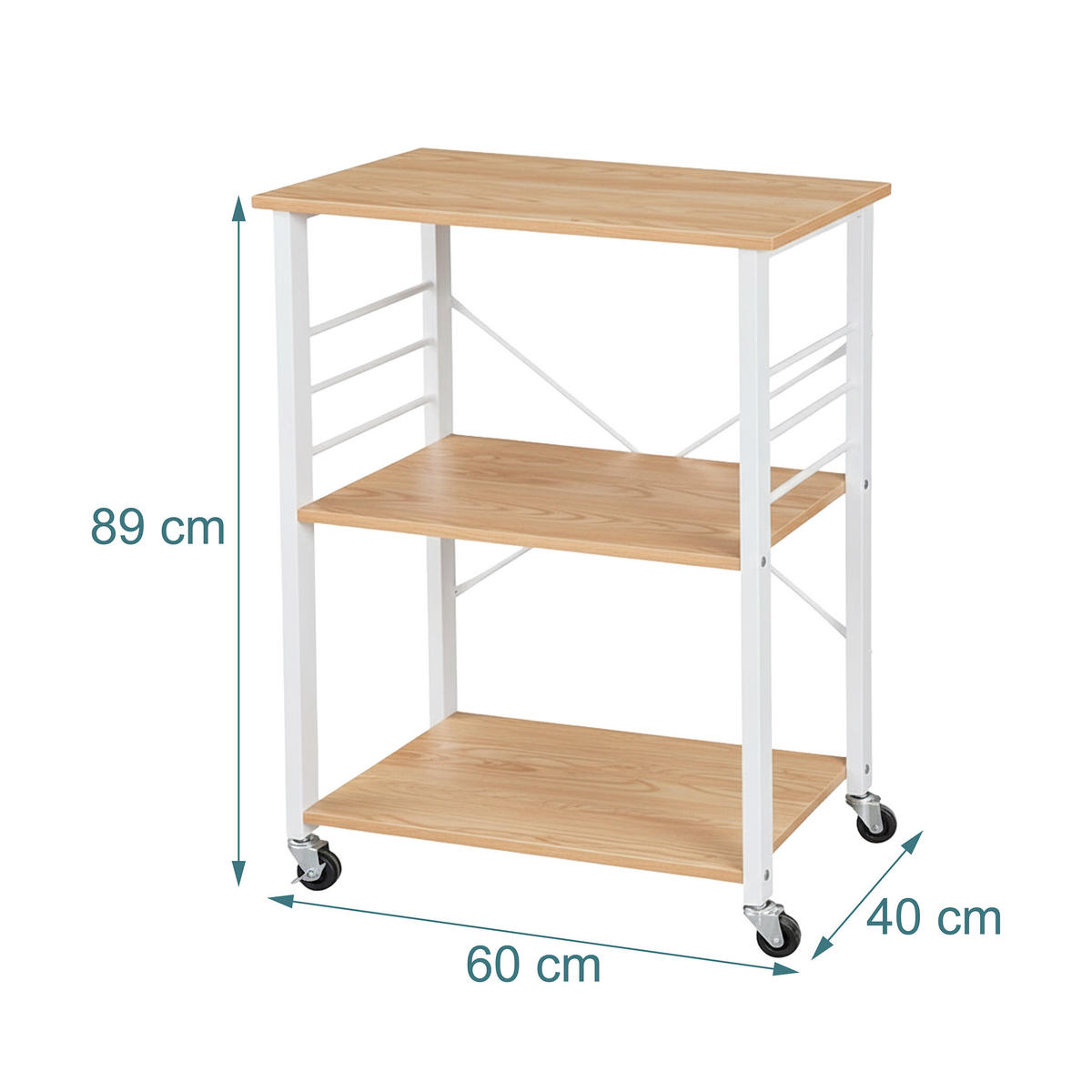 KÜCHENWAGEN - Multicolor, Holzwerkstoff/Metall (60/89/40cm) - Relaxdays