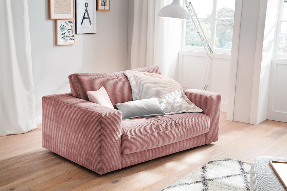 LOVESEAT MADELINE Pink Cord - Pink/Schwarz, Kunststoff/Textil (170/86/127cm) - KAWOLA