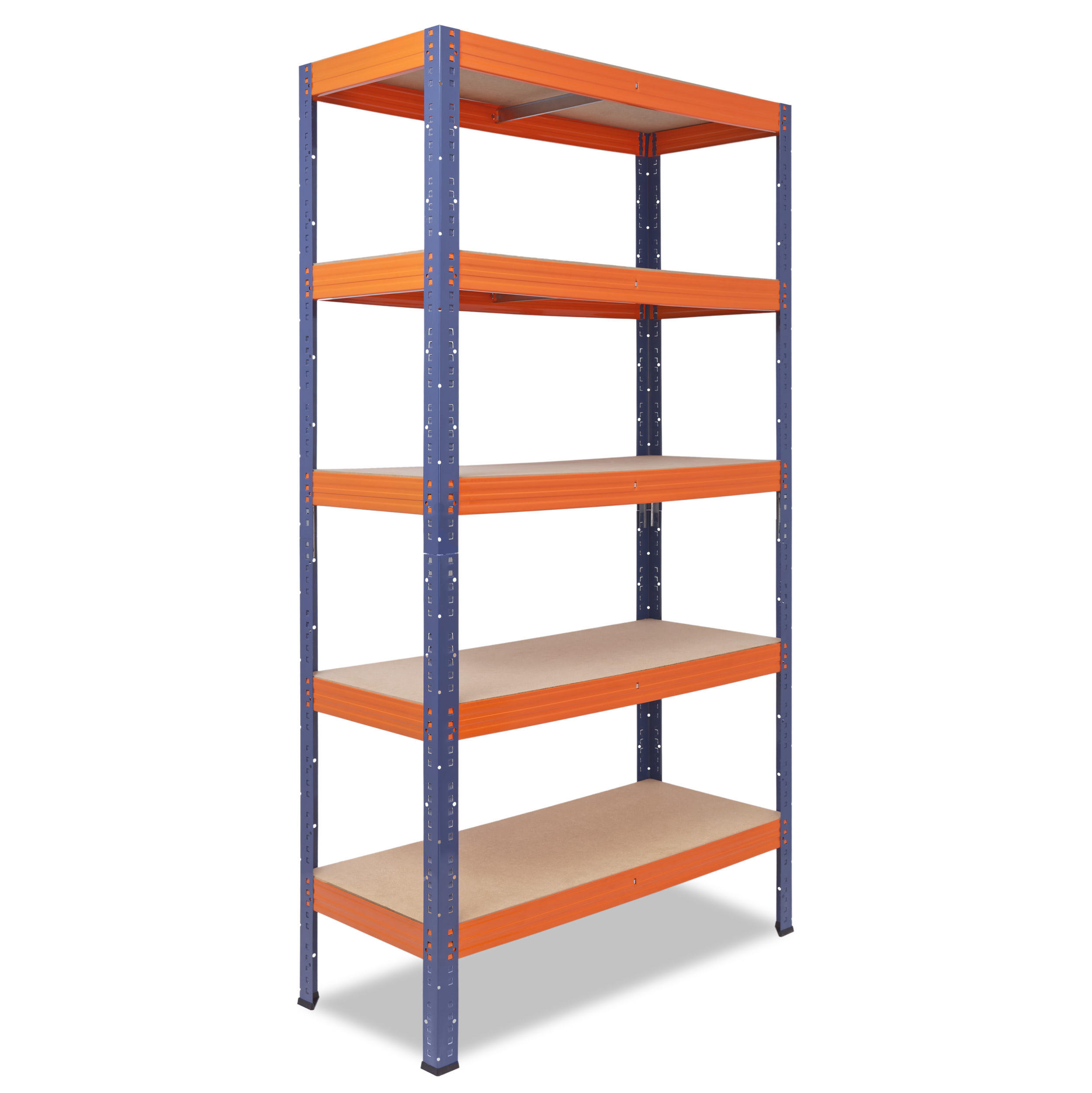 SCHWERLASTREGAL PRO 155x70x40 cm in blau-orange mit 5 Böden und 200 kg Traglast pro Boden - Multicolor, Metall (70/155/40cm) - shelfplaza