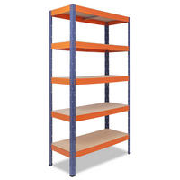 SCHWERLASTREGAL PRO 155x70x40 cm in blau-orange mit 5 Böden und 200 kg Traglast pro Boden - Multicolor, Metall (70/155/40cm) - shelfplaza
