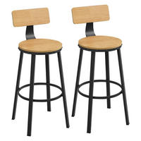 BARHOCKER Holzoptik Metall Honigbraun Schwarz 2er Set mit Rückenlehne 99x54,5x54,5 cm - Schwarz/Honig, Holzwerkstoff/Metall (37/99/55cm) - Begryf