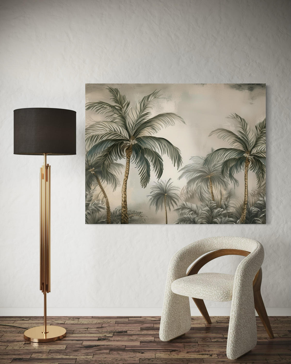 WANDBILD dschungel tropische palmen - Beige, Textil (60/40cm) - Feeby