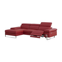 ECKSOFA Lete Echtleder mit 1 x Relaxfunktion Rot - Rot, Leder/Metall (232/160cm)
