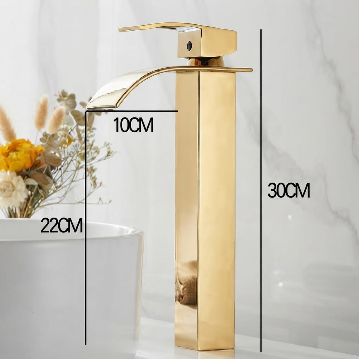BADEZIMMERARMATUR, 30 x 15 cm, gold - Goldfarben, Metall (36.5/7.5/21cm) - Vallsero