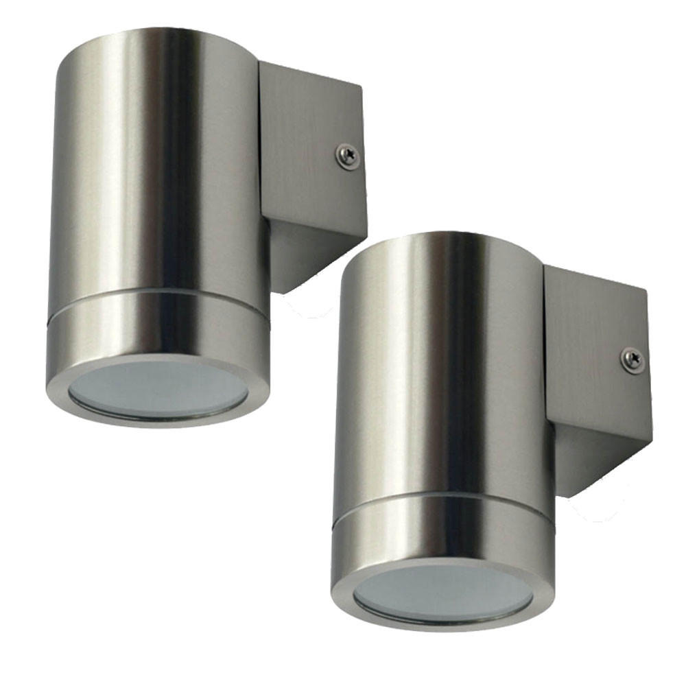 LED AUSSENWANDLEUCHTE Edelstahl Silber 2er Set - Silberfarben, Glas (7.6/11.8/10.5cm)