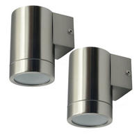 LED AUSSENWANDLEUCHTE Edelstahl Silber 2er Set - Silberfarben, Glas (7.6/11.8/10.5cm)
