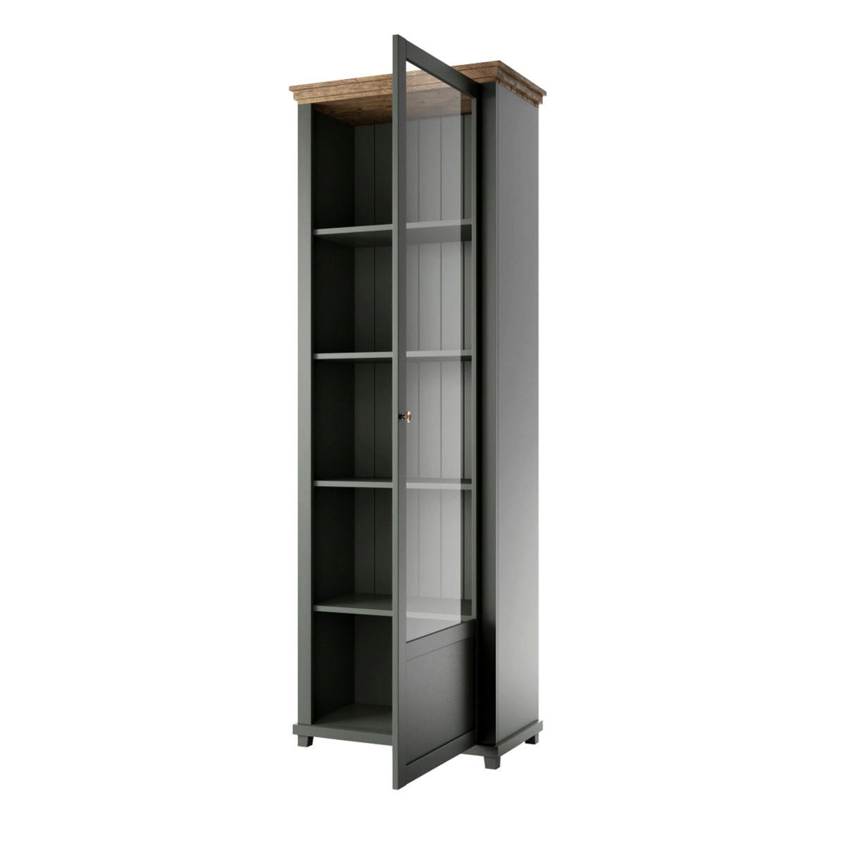 VITRINE Martin Grün und Holz - Grün, Holzwerkstoff (71/200/42cm) - Petits-meubles