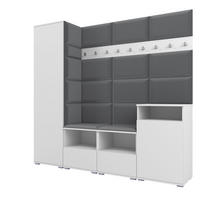 GARDEROBE NELA X 200 cm (Modulare Flurmöbel Weiß mit Sitzpolster Dunkelgrau 15 Schrank + Sidelboard) - Dunkelgrau/Silberfarben, Holz/Holzwerkstoff (200/187/40cm) - Ravio