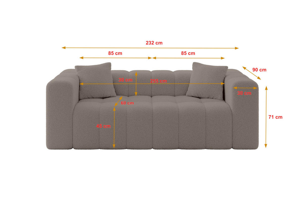POHOVKA 2-MÍSTNÁ DONY-2 232x90x71 cm Hnědá Buklé - černá/hnědá, kompozitní dřevo/textil (232/71/90cm) - ALTDECOR