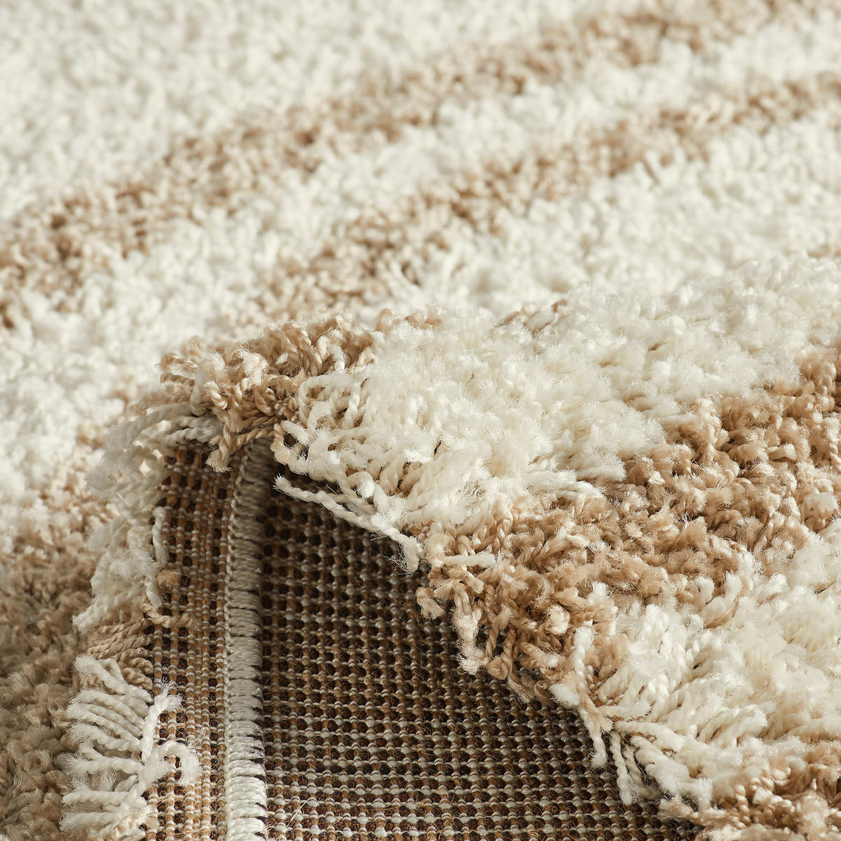 TEPPICH shaggy mit Bogenmuster in Beige Olympe 120x160 cm - Beige, Textil (120/160cm) - Nazar Rugs