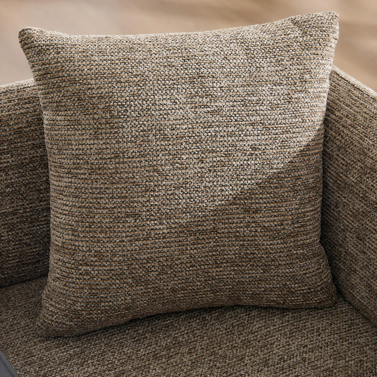 SESSEL mit Beistelltisch und Seitentaschen, Polstersessel Wohnzimmer, Khaki - Cappuccino, Textil (64/71/64cm) - PARAFTA HOME