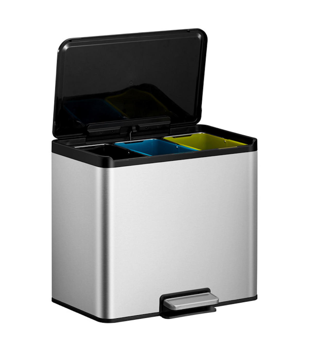 MÜLLEIMER Rechteckig 27 Liter 41,1x46,2x38,8 cm Silber - Silberfarben, Metall (46.2/41.1/38.8cm) - PROREGAL
