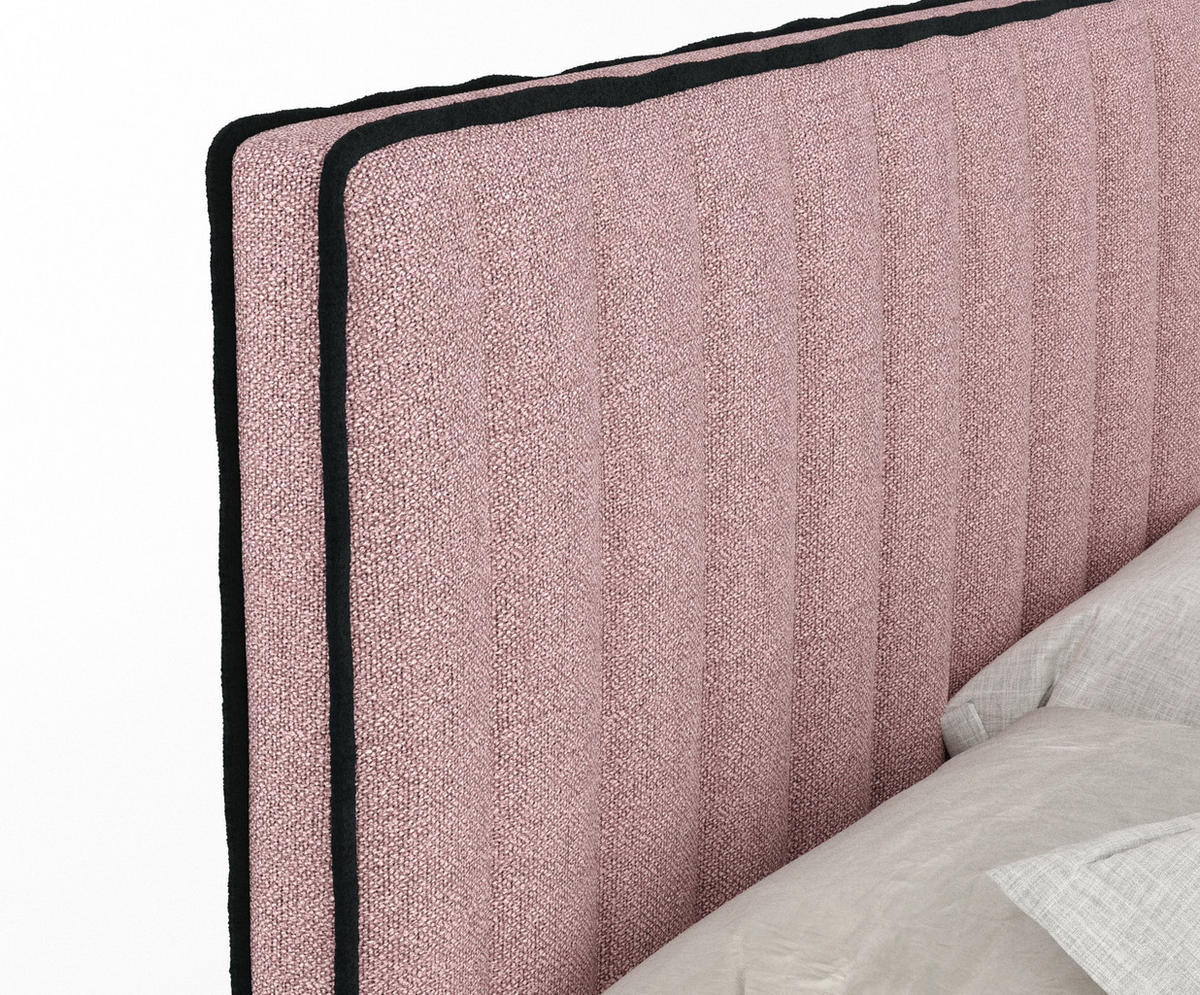 BOXSPRINGBETT Nocturne Rosa 140/200 cm - Schwarz/Rosa, Holz/Holzwerkstoff (140/200cm) - Maison de Reve