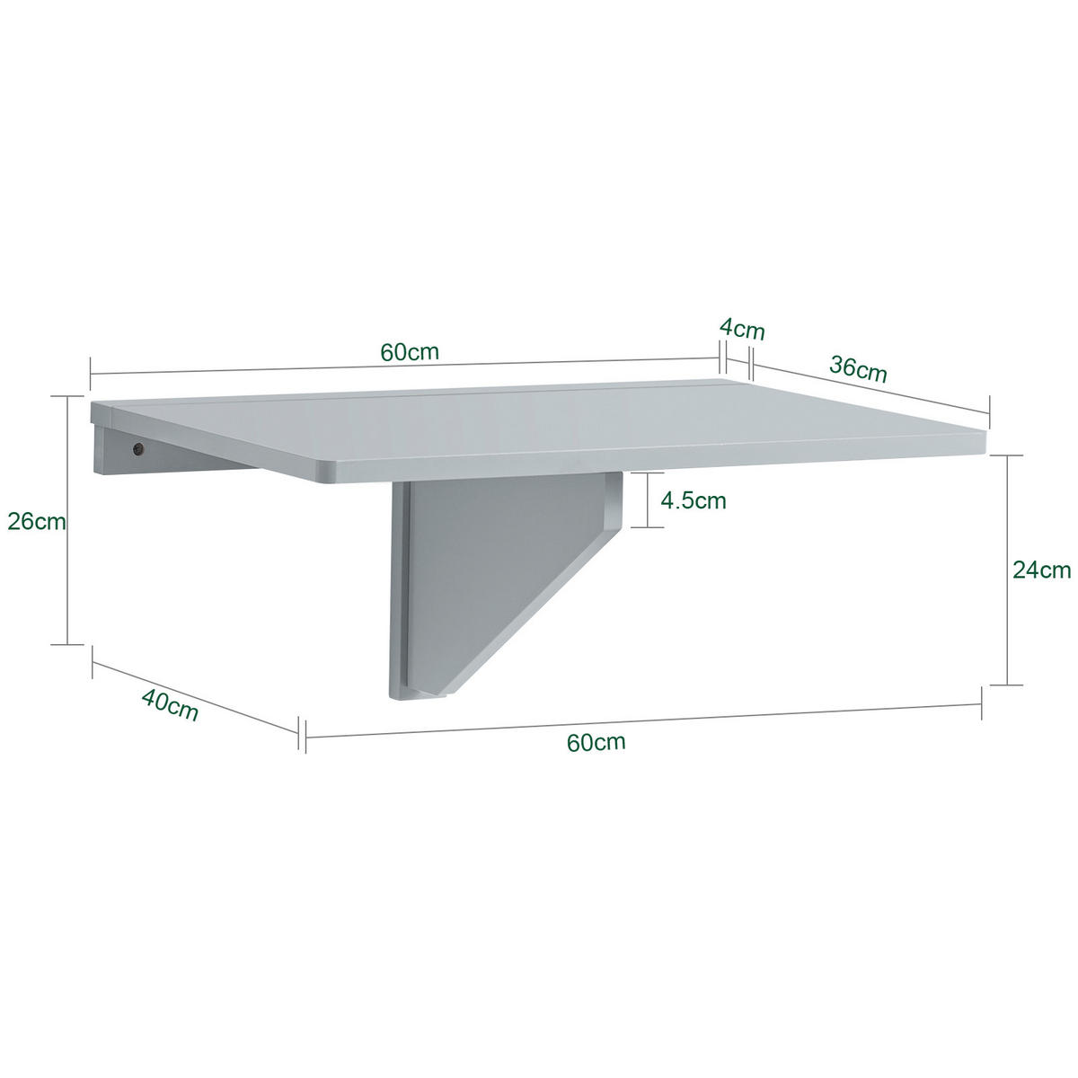 WANDKLAPPTISCH Grau - Hellgrau, Holzwerkstoff (60/6/40cm) - SoBuy