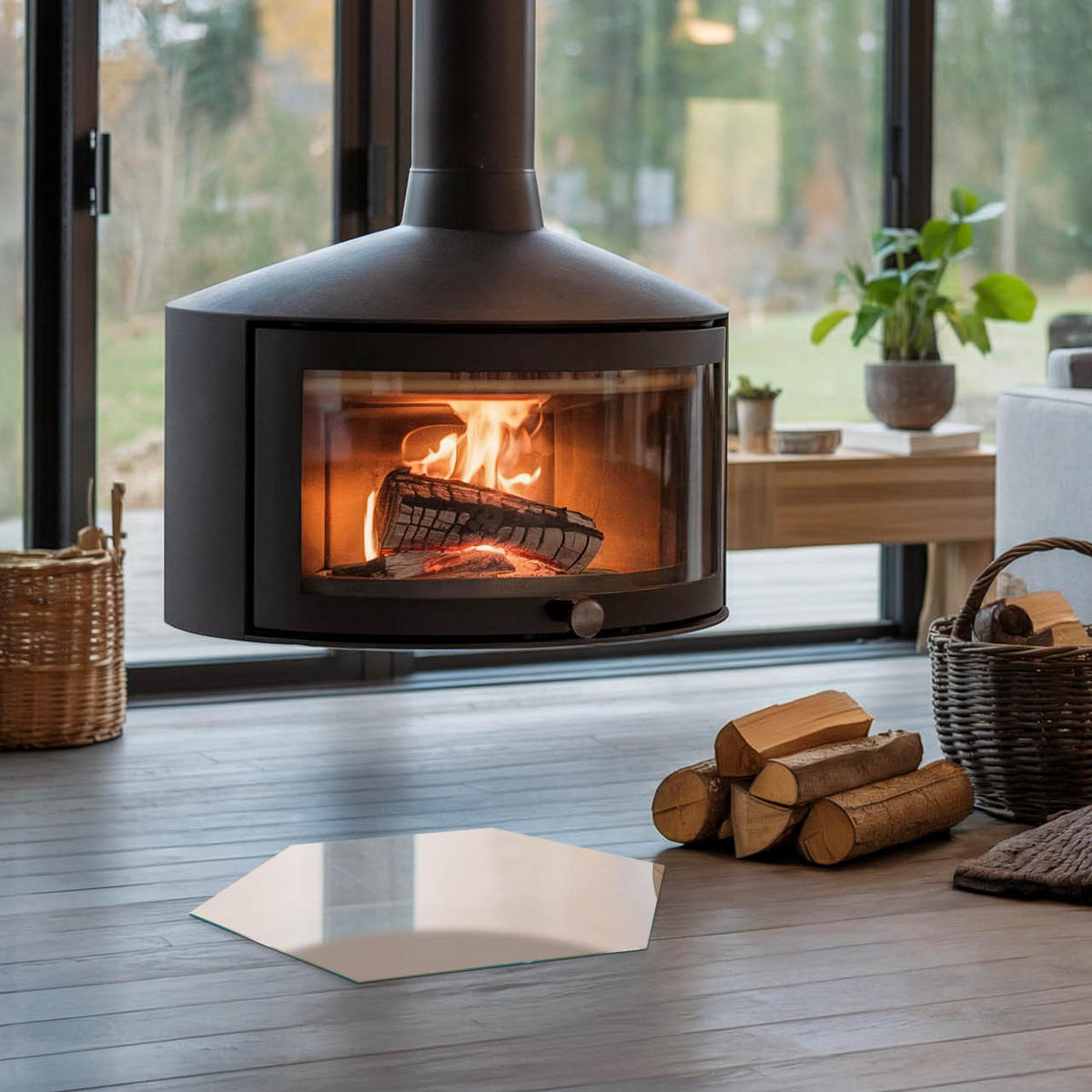 GLASPLATTE für Kamin h40 cm - Orange, Glas (40/40/0.4cm) - TULUP