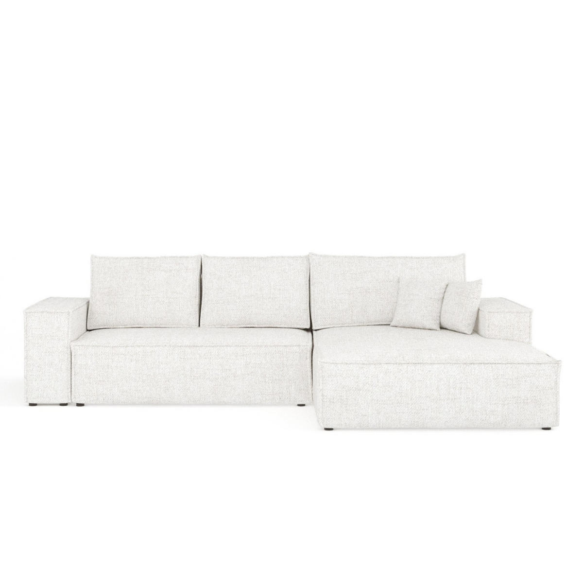 ECKSOFA TAURI mit Schlaffunktion Creme im Neve Stoff - Creme/Schwarz, Holz/Holzwerkstoff (294/185cm) - AltaBeds