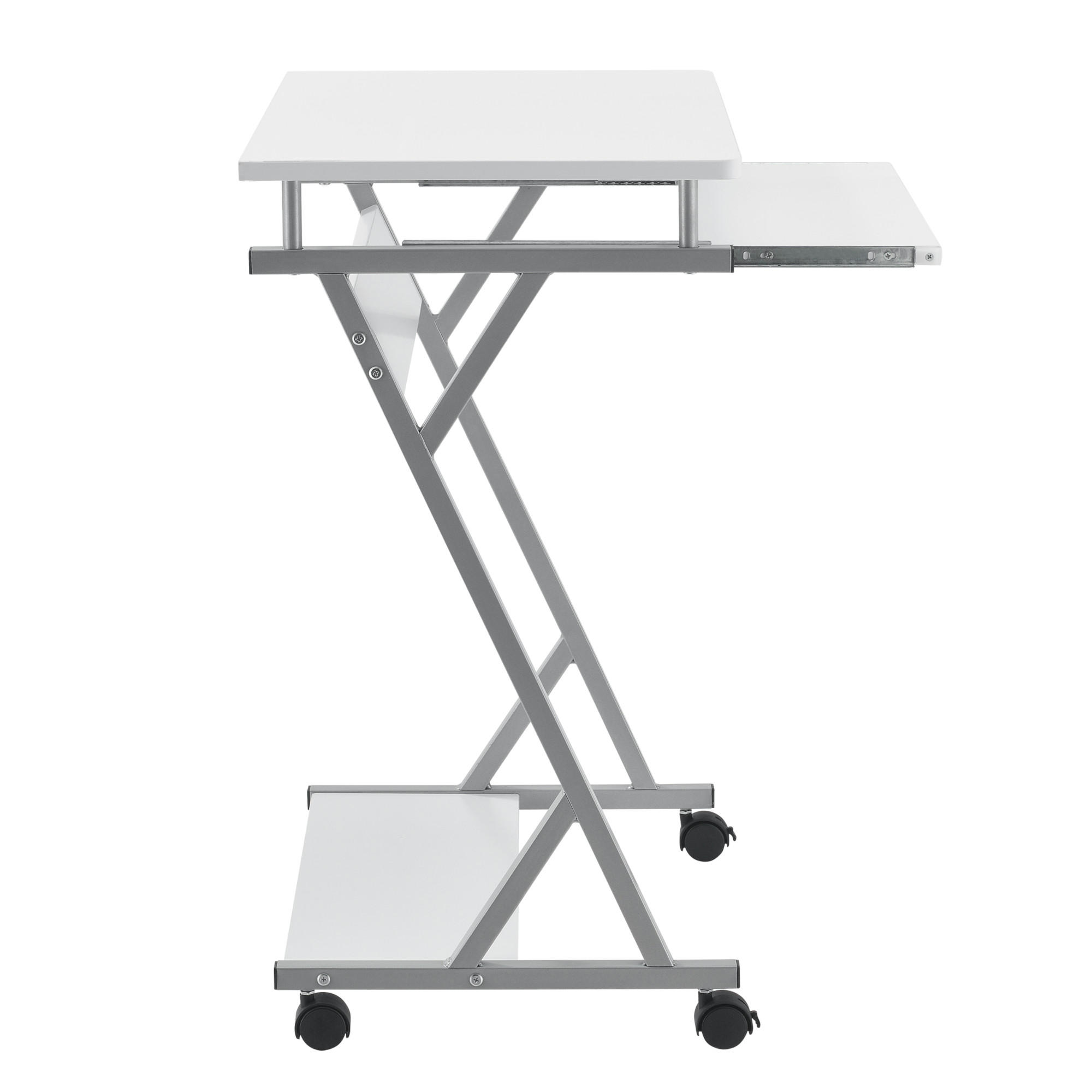 SCHREIBTISCH rollbar - Weiß, Holzwerkstoff/Metall (40/60/75cm) - [en.casa]