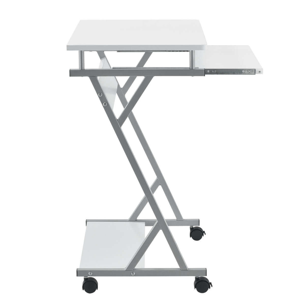 SCHREIBTISCH rollbar - Weiß, Holzwerkstoff/Metall (40/60/75cm) - [en.casa]