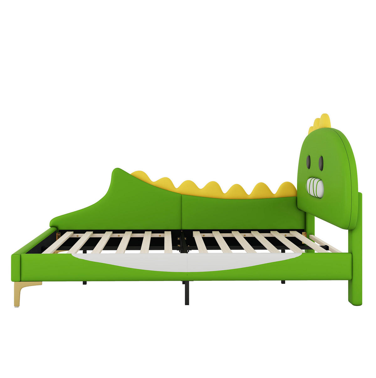 KINDERBETT 140/200 cm in Grün mit Dinosaurier-Design aus PU - Grün, Leder (140/200cm) - Flora Grace