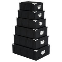 AUFBEWAHRUNGSBOXEN Set 6-tlg., Kroko-Textur, Pappe, Metall, Grau - Grau, Papier (33.5/16/48cm) - 5five Simply Smart